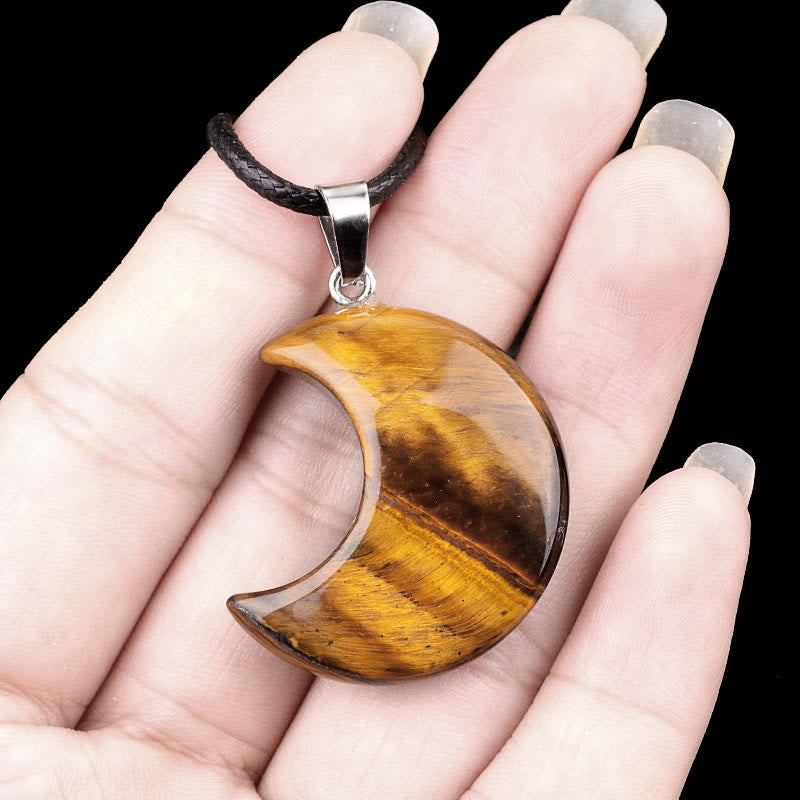 FuAttract Crescent Moon Multi-Stone Necklace – Calm Protection Balance & Emotional Healing - Tiger's Eye - image 12