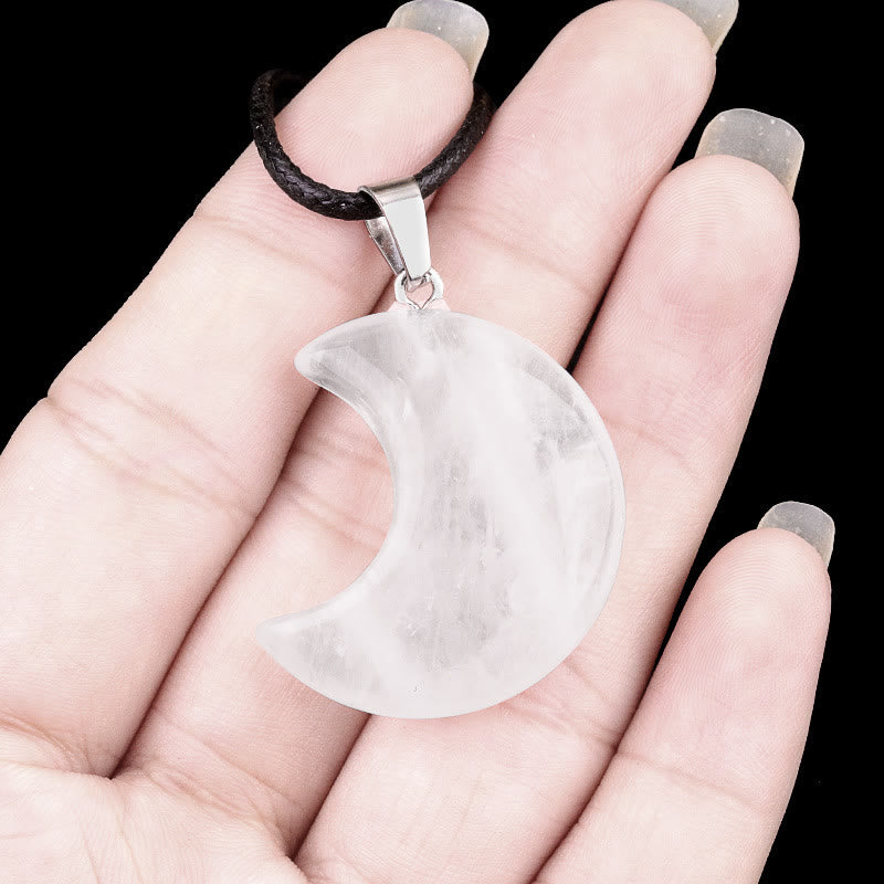 FuAttract Crescent Moon Multi-Stone Necklace – Calm Protection Balance & Emotional Healing - Clear Quartz - image 29
