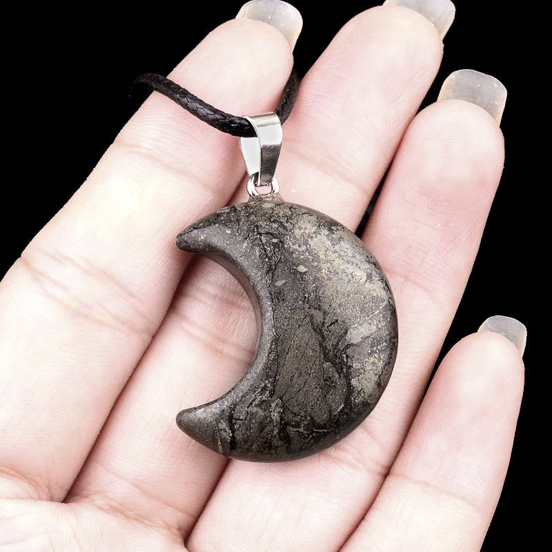 FuAttract Crescent Moon Multi-Stone Necklace – Calm Protection Balance & Emotional Healing - Pyrite - image 22