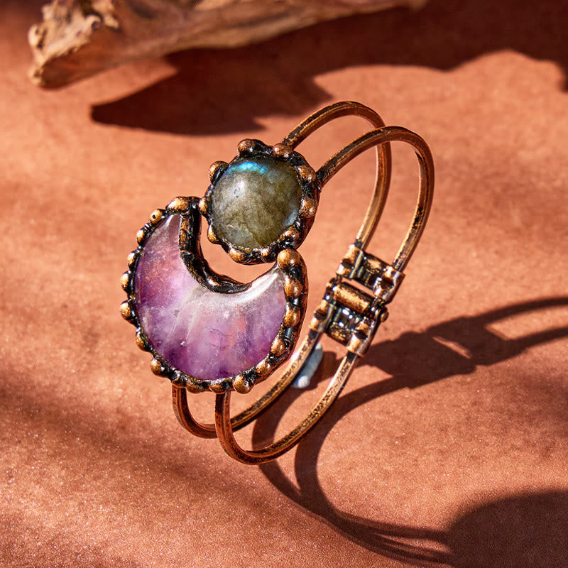 FuAttract Crescent Moon Rose Quartz Amethyst Green Aventurine Bracelet – Love Clarity Growth - image 1