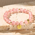 FuAttract Love Healing Angel Numbers Strawberry Quartz Stainless Steel Bracelet - image 2