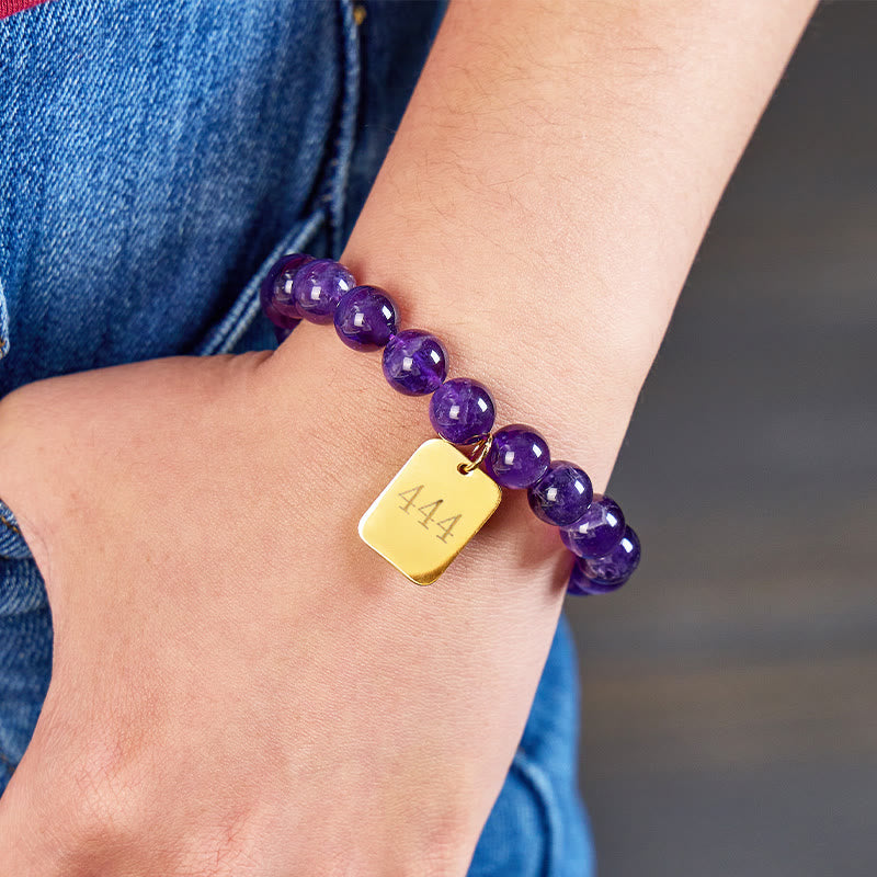 FuAttract Emotional Balance Calm Angel Numbers Amethyst Stainless Steel Bracelet - image 3