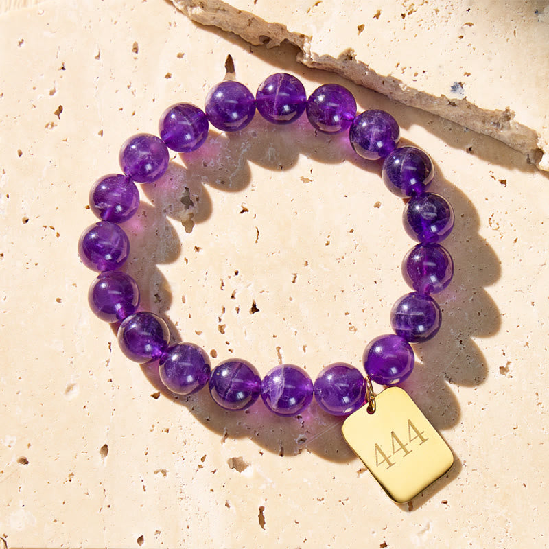 FuAttract Emotional Balance Calm Angel Numbers Amethyst Stainless Steel Bracelet - image 2