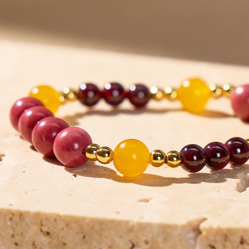 FuAttract Abundance Vitality Crescent Moon Rhodonite Citrine Garnet Bracelet - image 5