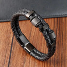 FuAttract Grounding Focus Vitality Strength Leather Braided Bracelet - Black - 23cm - image 0