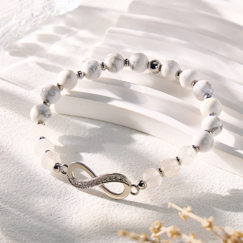 FuAttract Clarity Strength Infinity White Turquoise Black Rutilated Quartz Bracelet - image 1