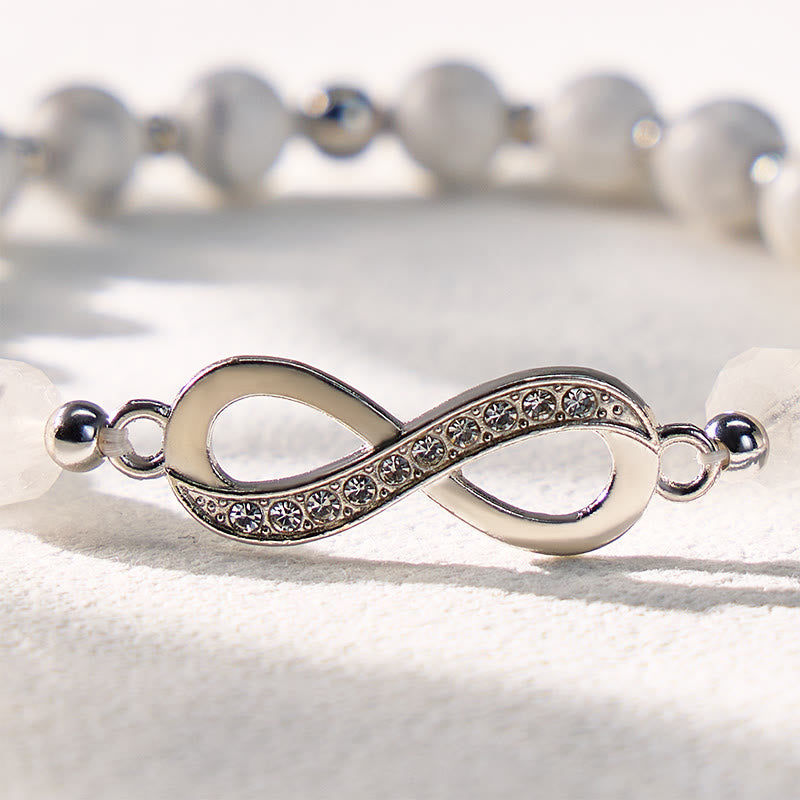 FuAttract Clarity Strength Infinity White Turquoise Black Rutilated Quartz Bracelet - image 4