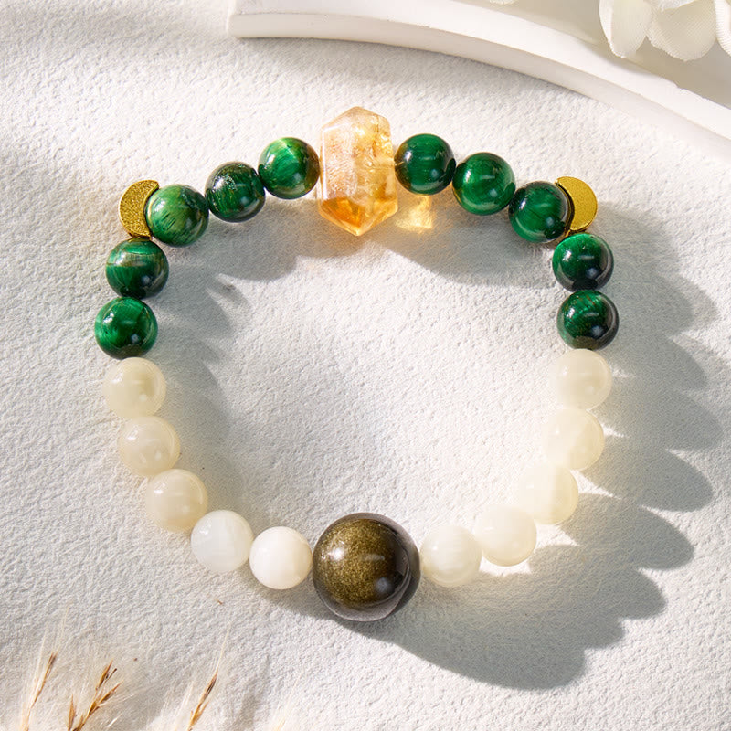 FuAttract Crescent Moon Moonstone Green Tiger's Eye Bracelet – Calm Focus Prosperity - image 1