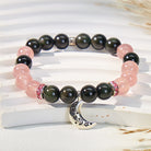 FuAttract Crescent Moon Rainbow Obsidian Strawberry Quartz Bracelet – Emotional Healing - image 2