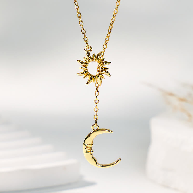 FuAttract Sun & Moon Stainless Steel Necklace – Harmony Modern Strength - Gold - image 0