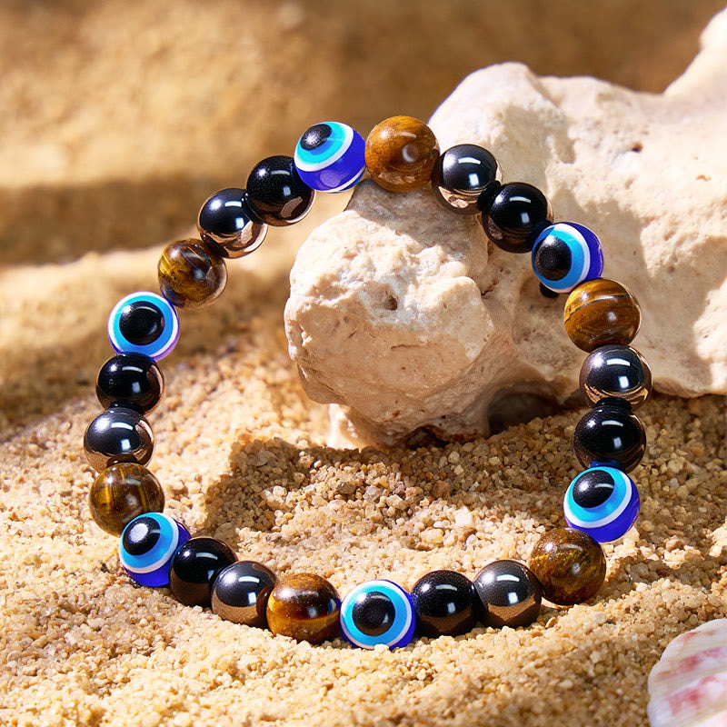 FREE Today: Confidence Strength Evil Eye Black Tourmaline Obsidian Tiger's Eye Bracelet - image 2