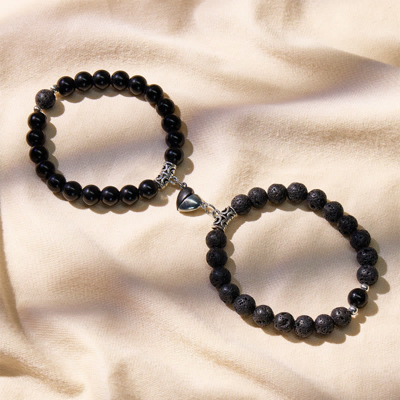 FuAttract Magnetic Heart Beaded Bracelet – Love Balance Emotional Harmony - Lava Rock+Black Obsidian - image 8