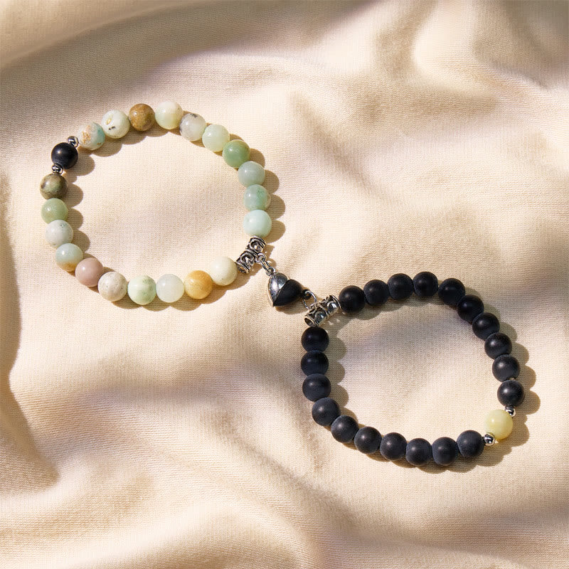 FuAttract Magnetic Heart Beaded Bracelet – Love Balance Emotional Harmony - Amazonite+Black Obsidian - image 6