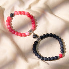 FuAttract Magnetic Heart Beaded Bracelet – Love Balance Emotional Harmony - Rose Quartz+Black Obsidian - image 0