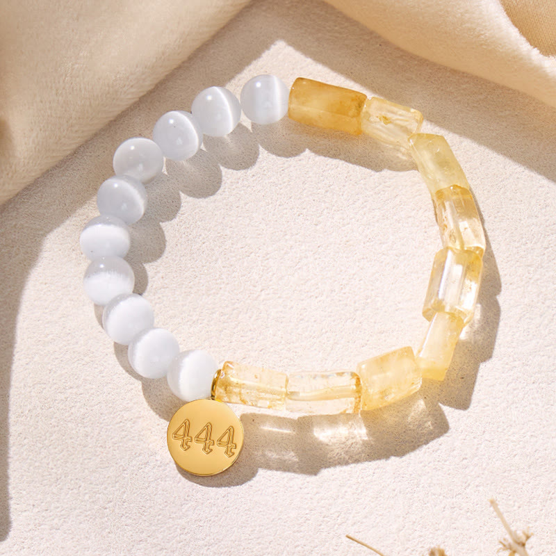 FuAttract Angel Numbers Cat's Eye Citrine Bracelet – Focus Abundance Flow - 444 - image 12