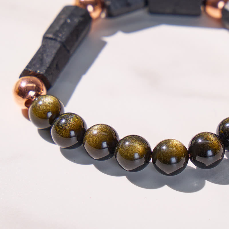 FuAttract Protection Clarity Angel Numbers Golden Obsidian Black Tourmaline Bracelet - image 4