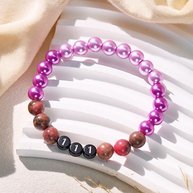 FuAttract Angel Numbers Pearl Rhodonite Bracelet – Emotional Harmony Love  - 111 - image 10