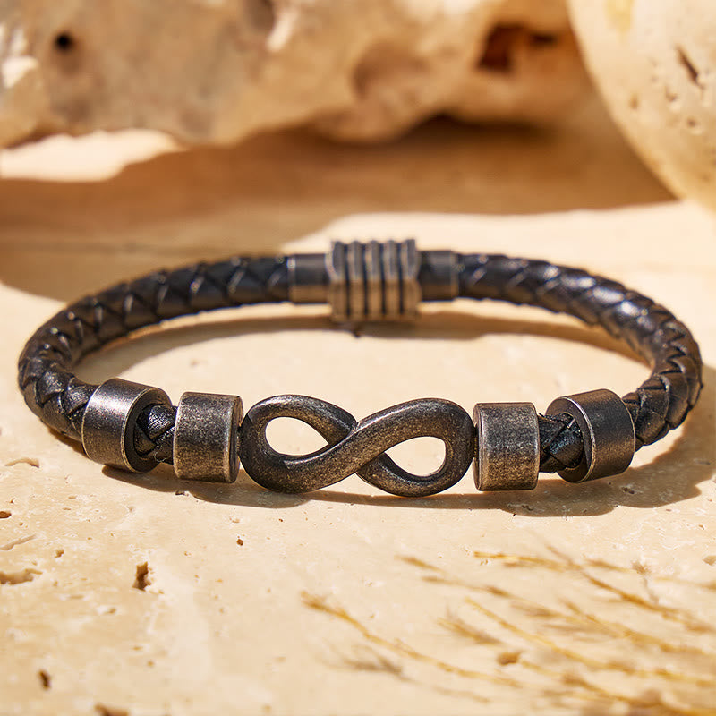 FuAttract Love Strength Balance Infinity Leather Stainless Steel Bracelet - image 2