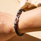 FuAttract Love Strength Balance Infinity Leather Stainless Steel Bracelet - image 3