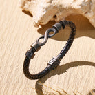 FuAttract Love Strength Balance Infinity Leather Stainless Steel Bracelet - Black - image 0