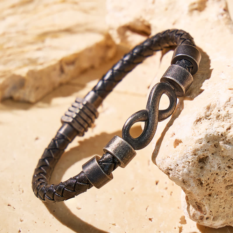 FuAttract Love Strength Balance Infinity Leather Stainless Steel Bracelet - image 1