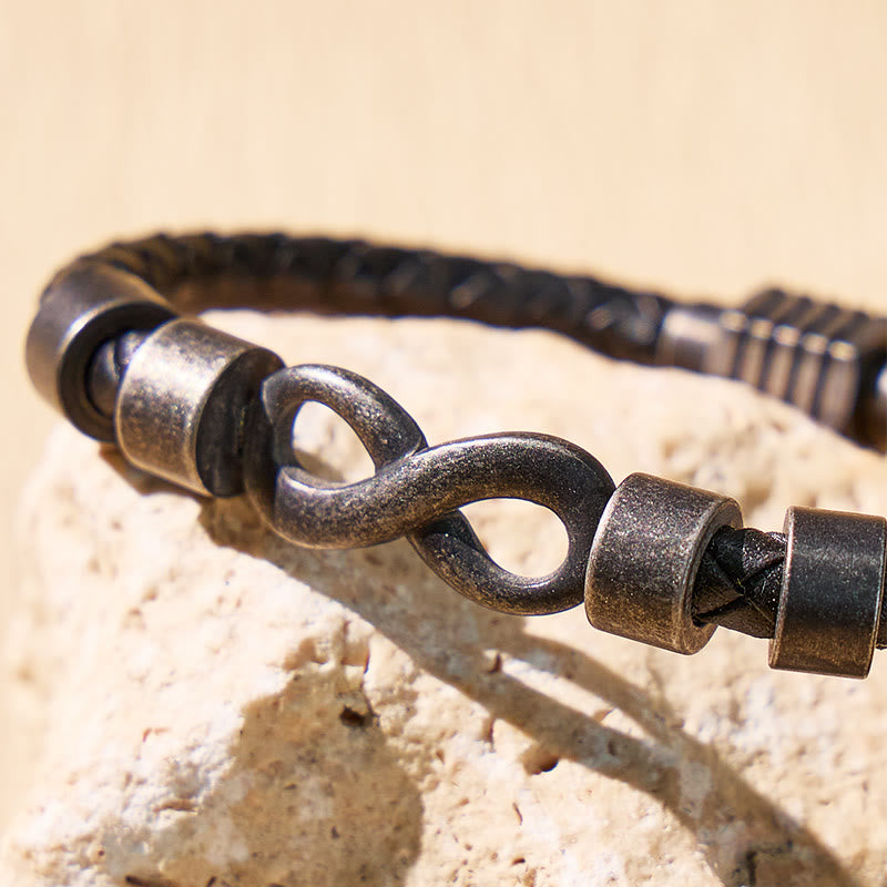 FuAttract Love Strength Balance Infinity Leather Stainless Steel Bracelet - image 4