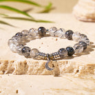 FuAttract Crescent Moon Black Rutilated Quartz Bracelet – Strength Calm Energy - 8mm - image 0