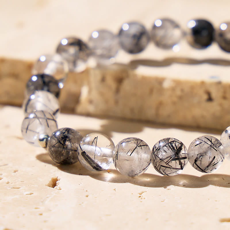 FuAttract Crescent Moon Black Rutilated Quartz Bracelet – Strength Calm Energy - image 5