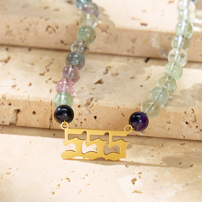 FuAttract Focus Alignment Angel Numbers Fluorite Stainless Steel Necklace - image 3