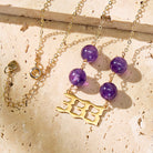 FuAttract Guidance Clarity Angel Numbers Amethyst Stainless Steel Necklace - Gold - 999 - image 0