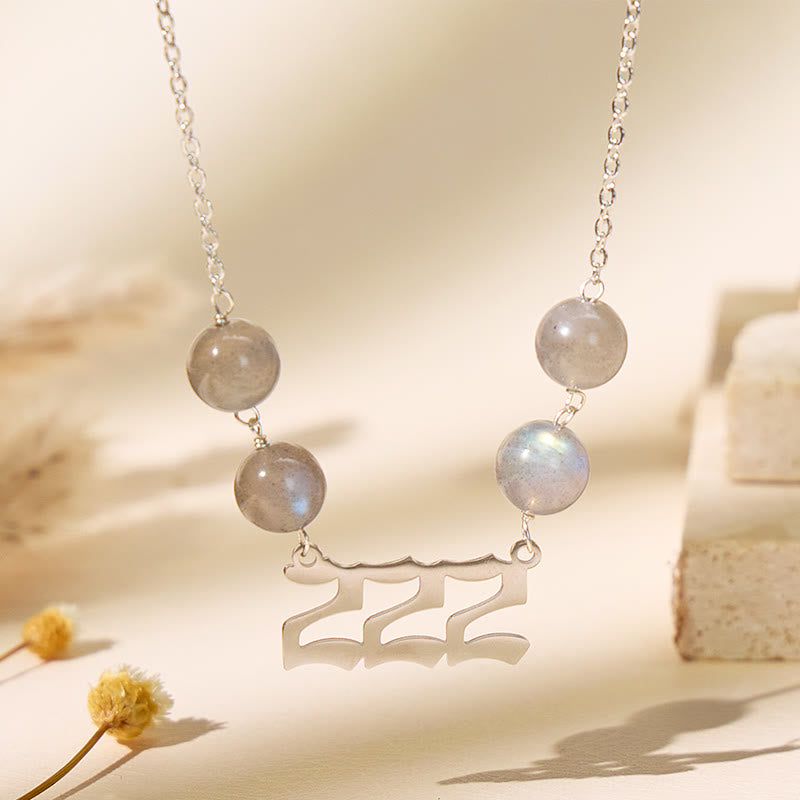 FuAttract Intuition Angel Numbers Labradorite Stainless Steel Necklace - Silver - 999 - image 7