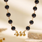 FuAttract Strength Angel Numbers Black Obsidian Stainless Steel Necklace - Gold - 999 - image 0