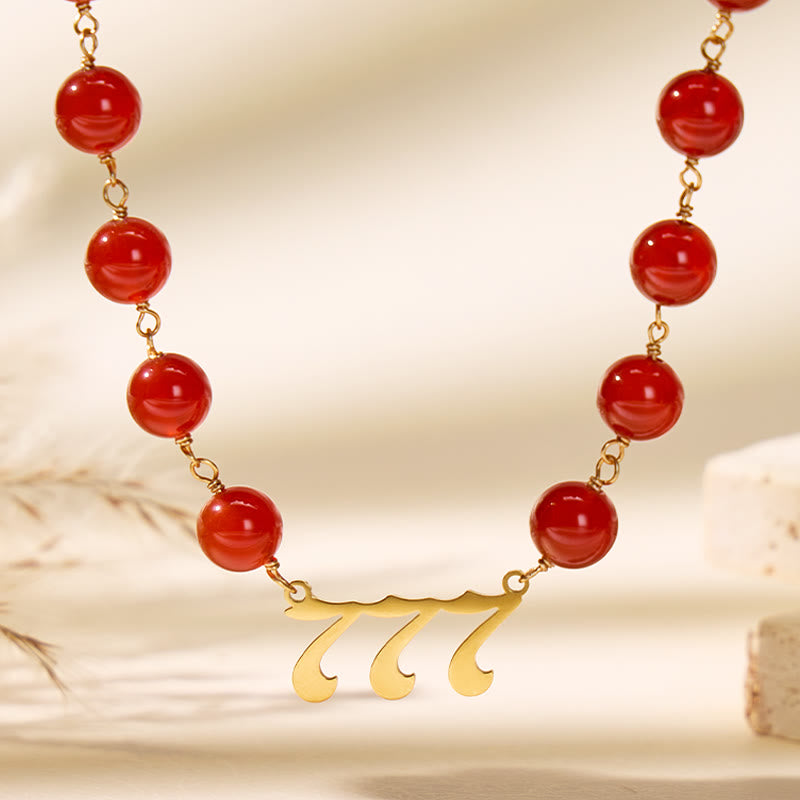 FuAttract Vitality Strength Angel Numbers Red Agate Stainless Steel Necklace - image 1