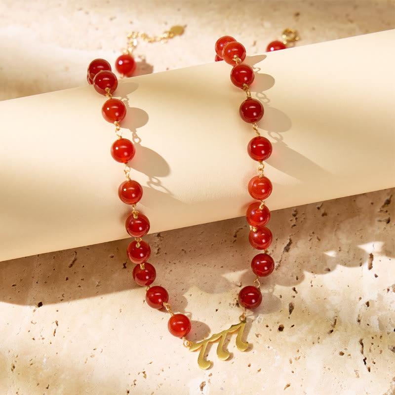 FuAttract Vitality Strength Angel Numbers Red Agate Stainless Steel Necklace - Gold - 999 - image 0