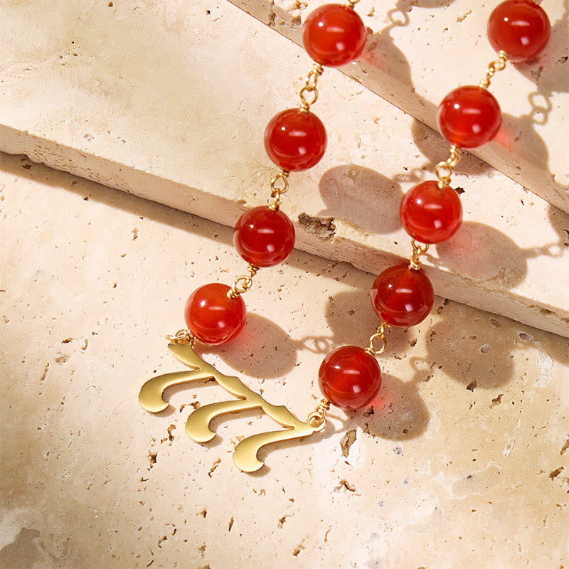 FuAttract Vitality Strength Angel Numbers Red Agate Stainless Steel Necklace - image 3