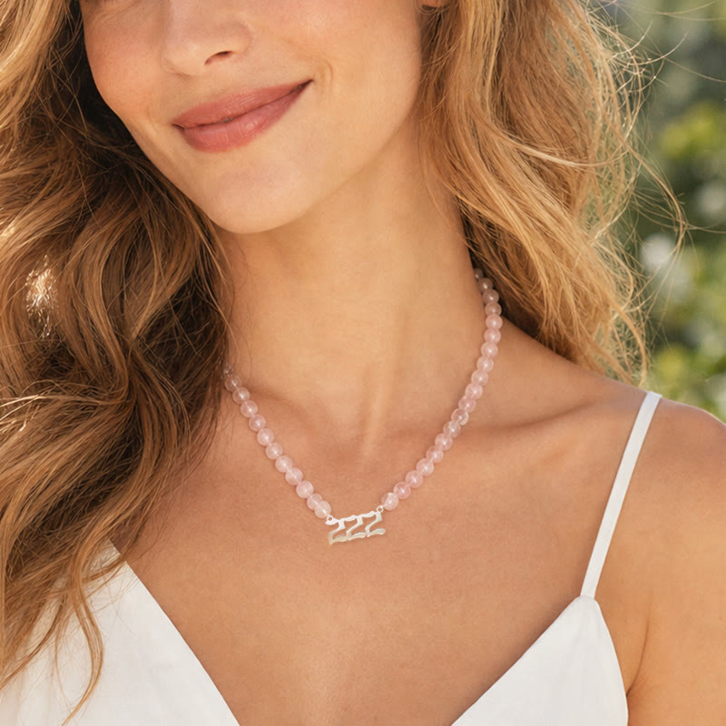 FuAttract Guidance Balance Angel Numbers Rose Quartz Stainless Steel Necklace - image 7
