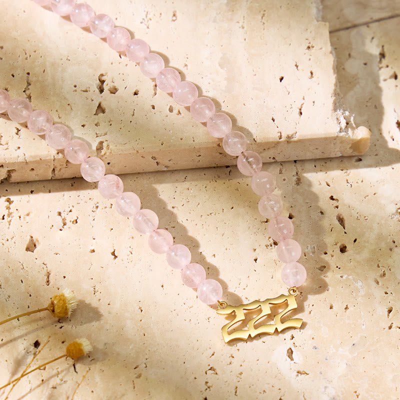 FuAttract Guidance Balance Angel Numbers Rose Quartz Stainless Steel Necklace - image 3