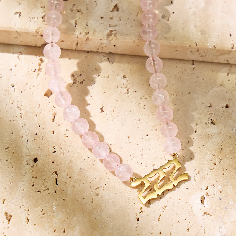 FuAttract Guidance Balance Angel Numbers Rose Quartz Stainless Steel Necklace - image 2