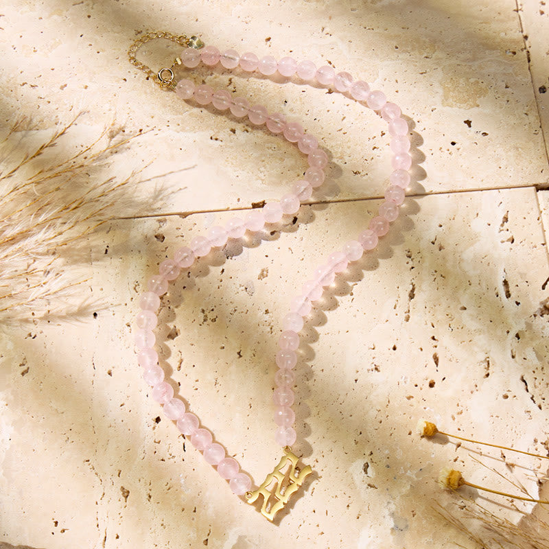 FuAttract Guidance Balance Angel Numbers Rose Quartz Stainless Steel Necklace - image 5