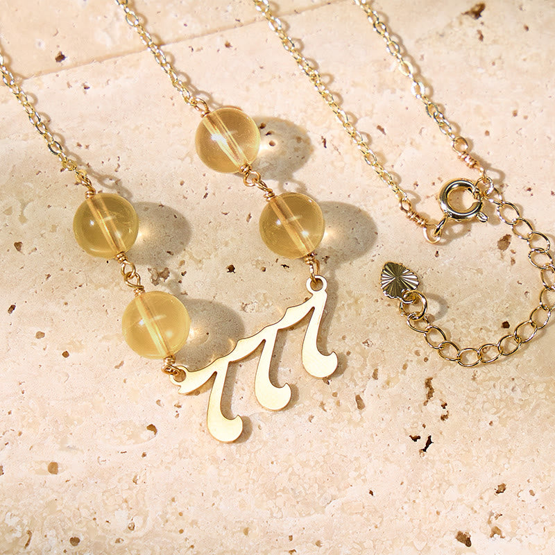 FuAttract Abundance Clarity Angel Numbers Citrine Stainless Steel Necklace - Gold - 999 - image 0