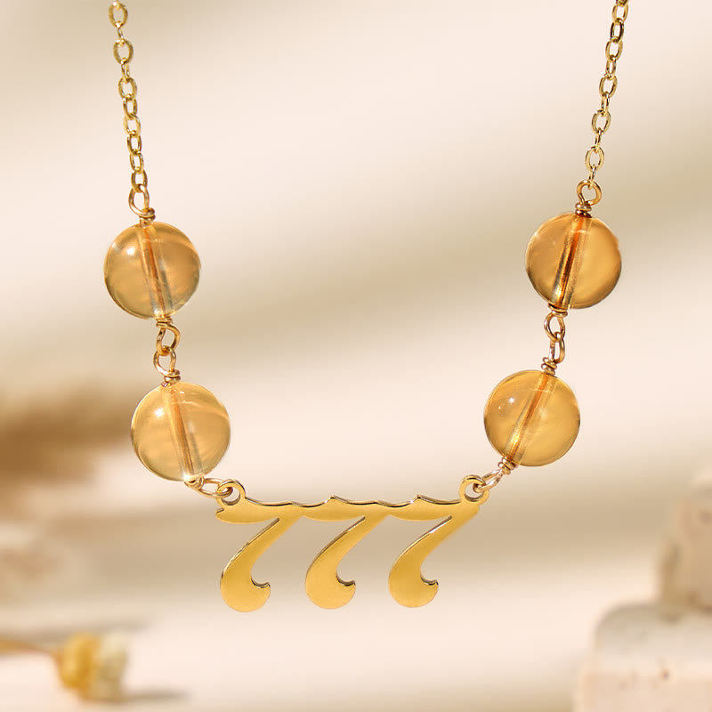 FuAttract Abundance Clarity Angel Numbers Citrine Stainless Steel Necklace - image 1