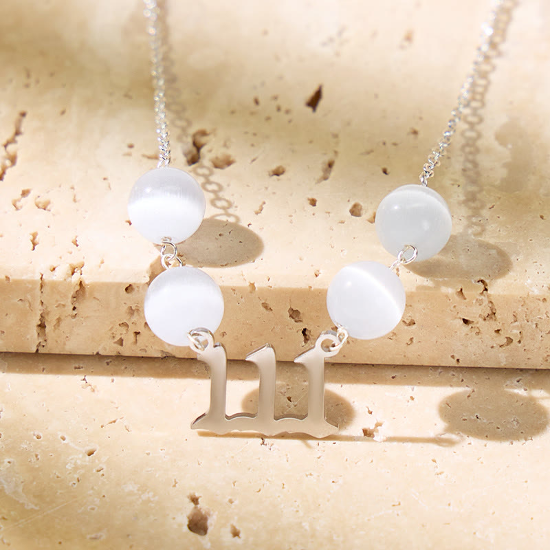 FuAttract Calm Intuition Angel Numbers Cat's Eye Stainless Steel Necklace - Silver - 999 - image 10