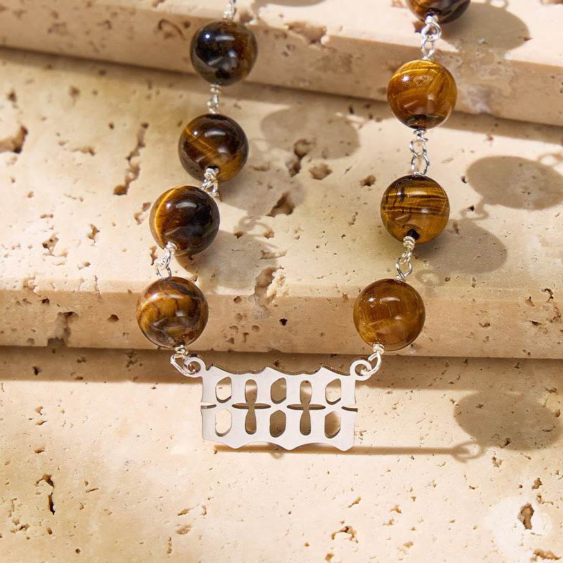 FuAttract Courage Strength Angel Numbers Tiger's Eye Stainless Steel Necklace - image 13