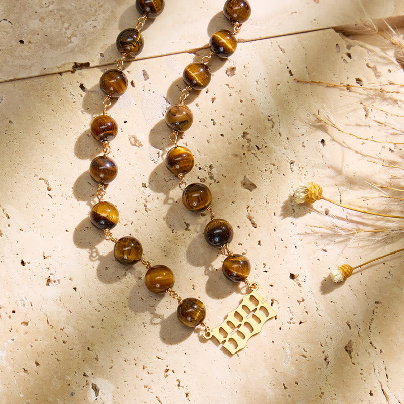 FuAttract Courage Strength Angel Numbers Tiger's Eye Stainless Steel Necklace - image 5