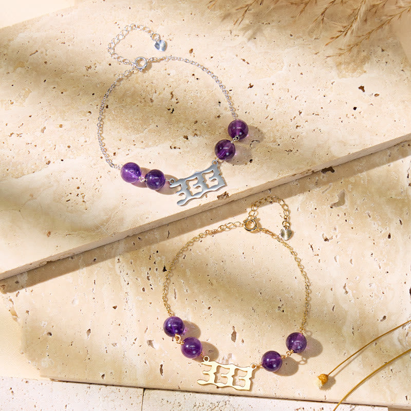 FuAttract Intuition Balance Angel Numbers Amethyst Stainless Steel Bracelet - image 6