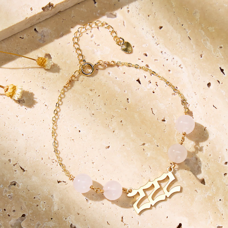 FuAttract Love Balance Angel Numbers Rose Quartz Stainless Steel Bracelet - Gold - 999 - image 0