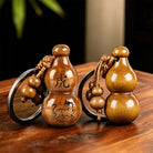 FuAttract Luck Positive Energy Chinese Zodiac Calabash Peach Wood Keychain - Tiger - image 2