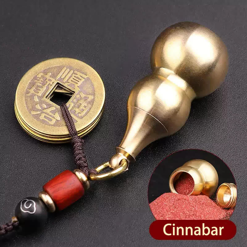 FuAttract Protection Fortune Grounded Energy Brass Cinnabar Calabash Keychain - image 2