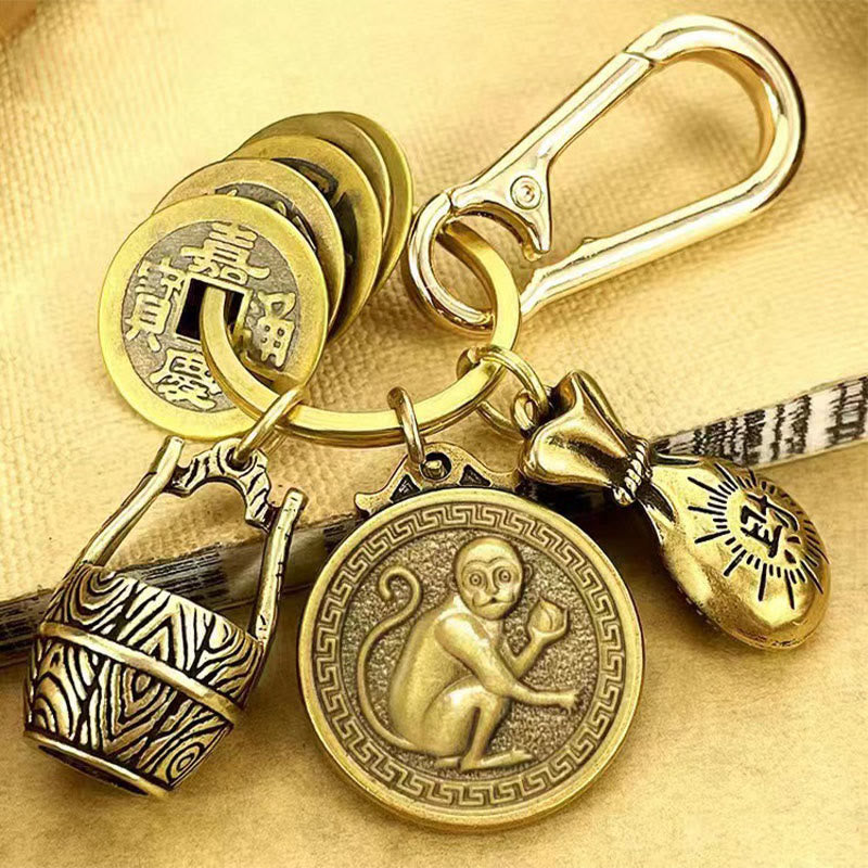 FuAttract Fortune Protection Energy Flow Chinese Zodiac Brass Keychain - Monkey - image 8