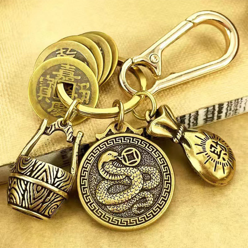 FuAttract Fortune Protection Energy Flow Chinese Zodiac Brass Keychain - Snake - image 5